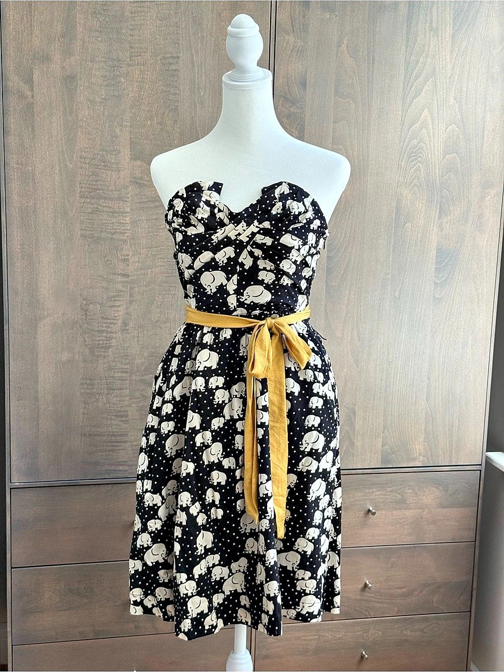 Anthropologie Porridge Elephant Print Strapless Midi Dress Size 2 NWT